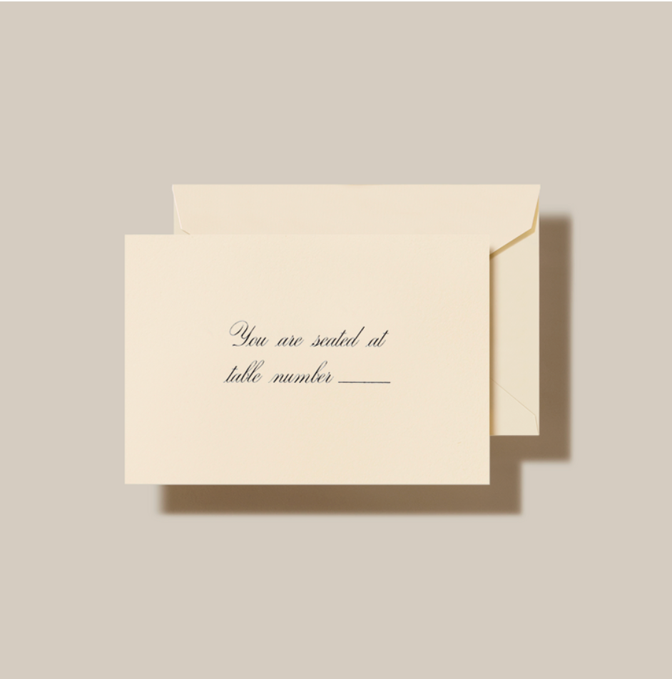 Ecru Script Table Cards