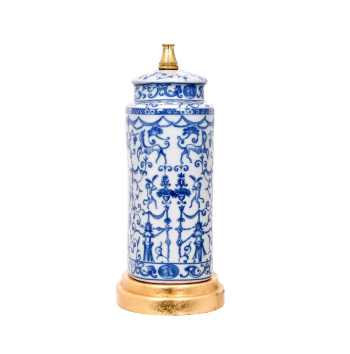 Blue & White Porcelain Euro Oval Jar Lamp
