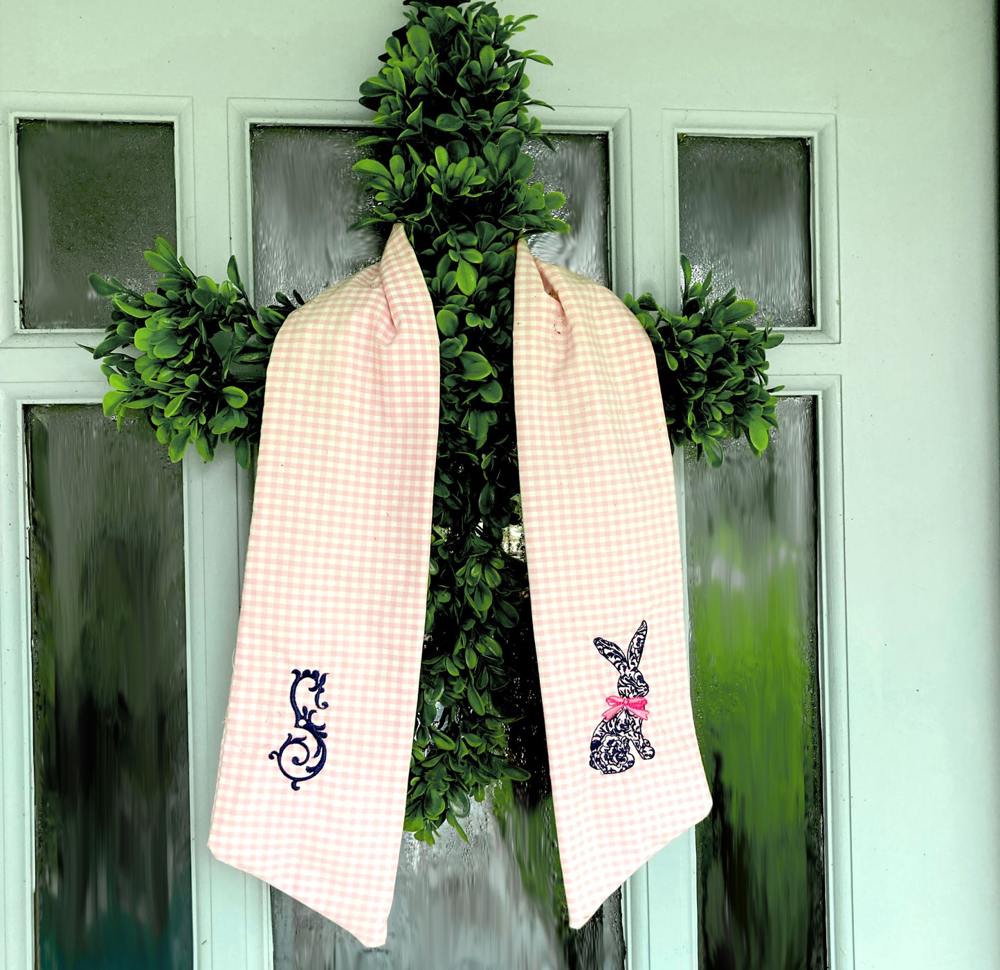 Chinoiserie Bunny Wreath Sash