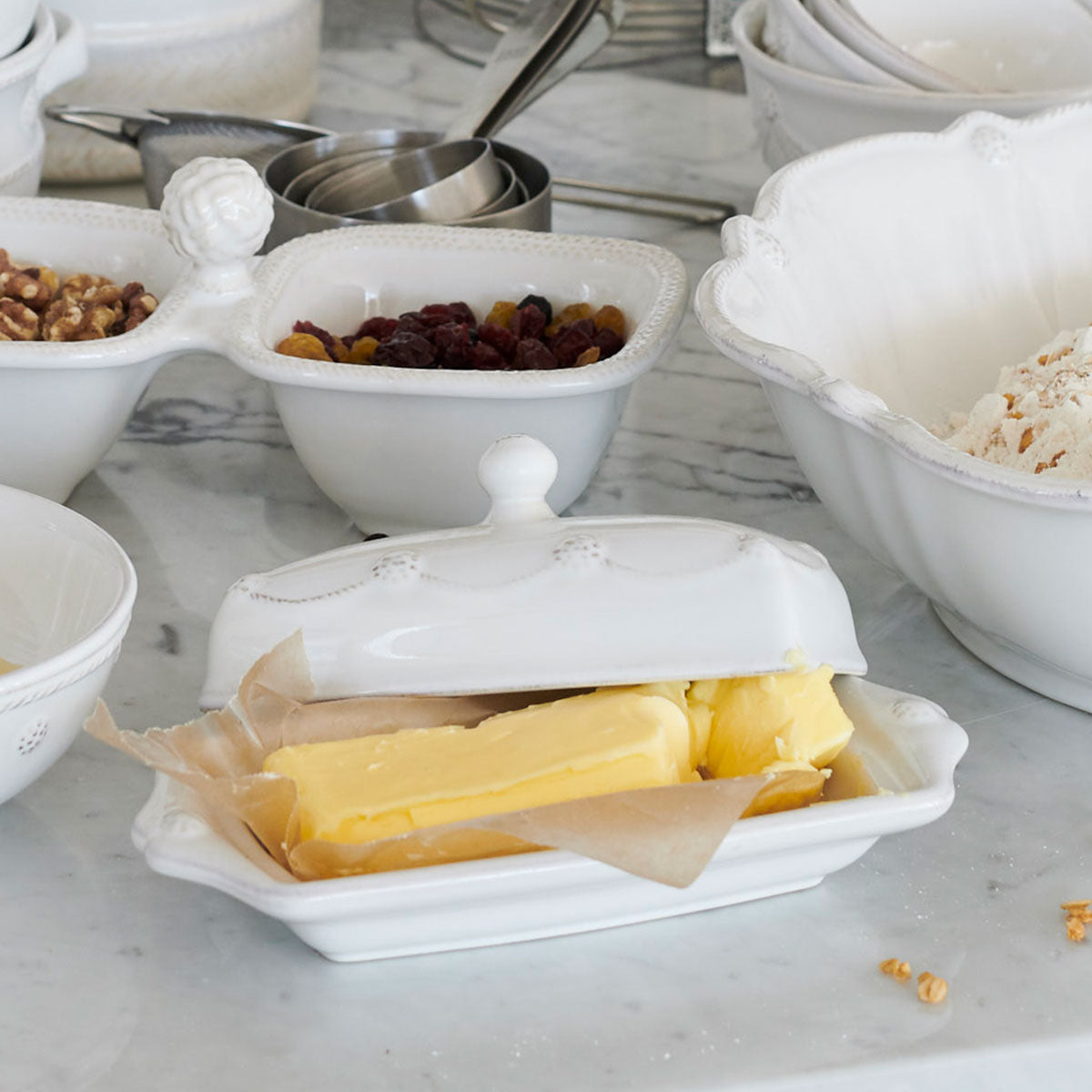Berry & Thread Butter Dish - Whitewash