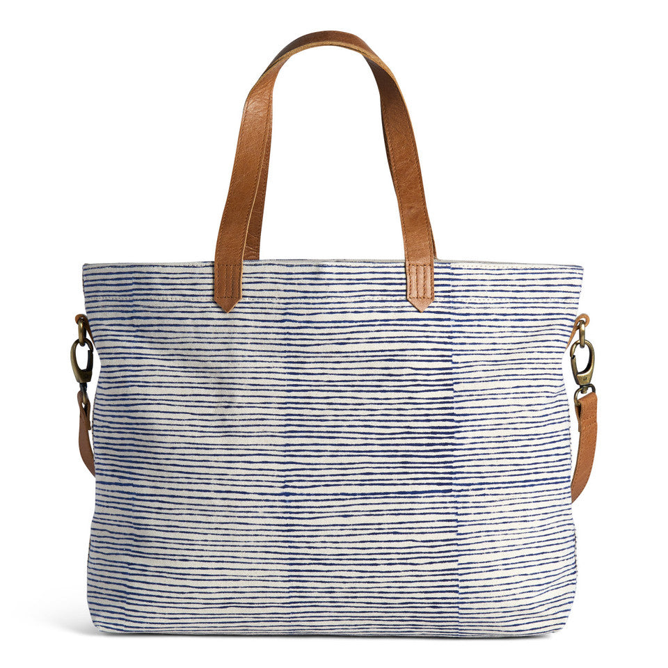 JOYN Tote Bag - Navy Pinstripes