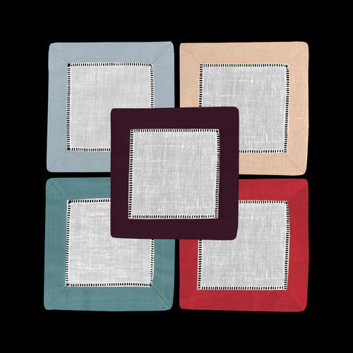Colored Hemstitch Cocktail Napkins