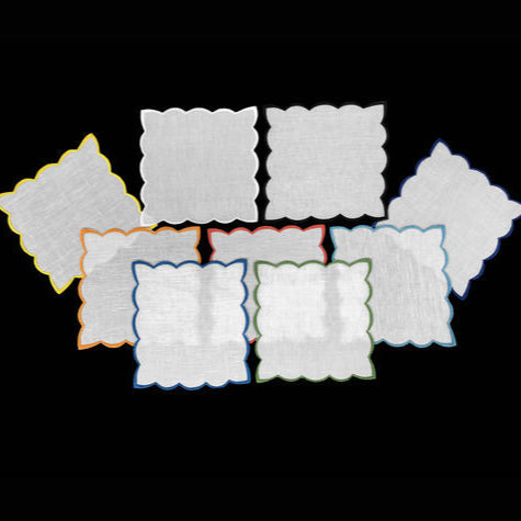 Scalloped Cocktail Napkins Embroidered
