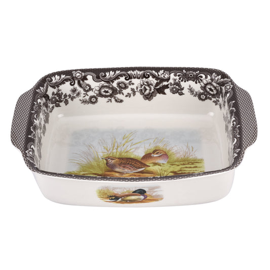 Woodland Rectangular Handled Dish 12 Inch (Mallard/Quail)