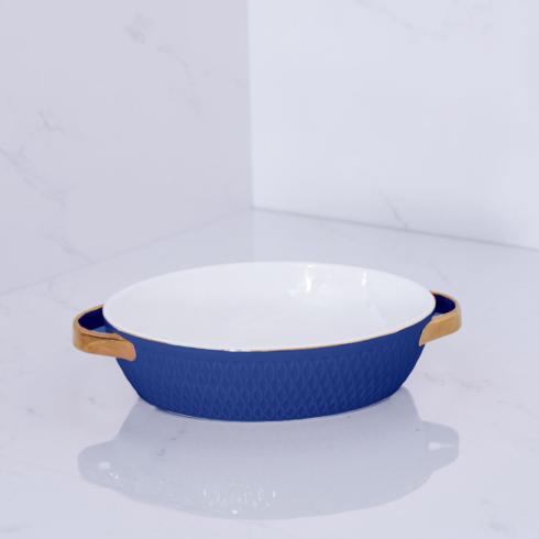 Small Oval Baker with Gold Handles