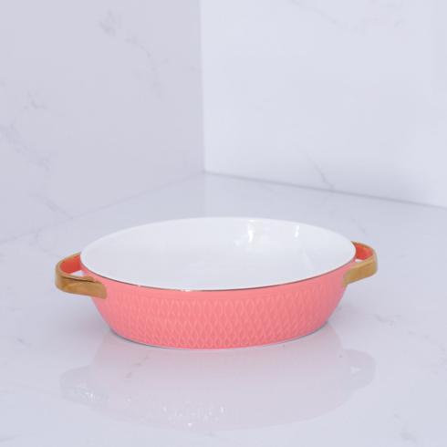 Small Oval Baker with Gold Handles