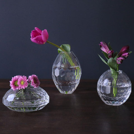 Glass Faceted Bud Vase