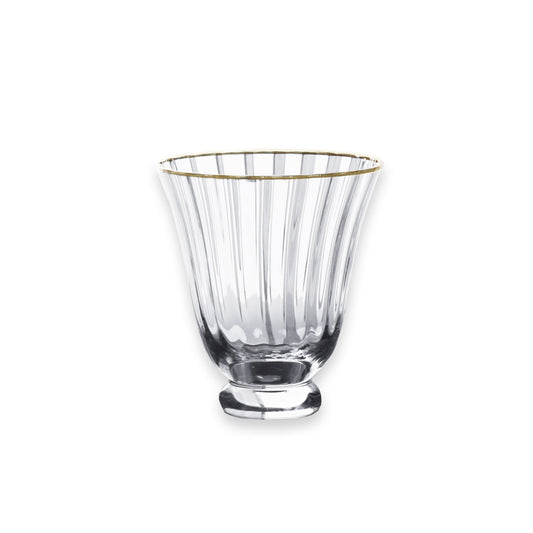 Audrey Stemless Glass w/Gold Rim, S/4