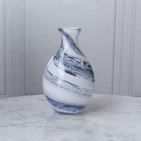 Blue and White Alabaster Tall Vase