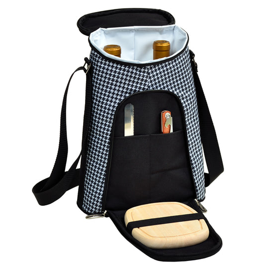 Houndstooth Two Bottle Tote