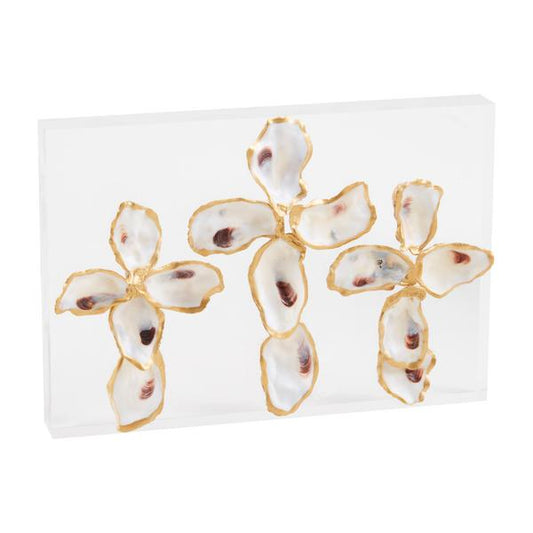 Acrylic Cross Oyster Shell Plaque