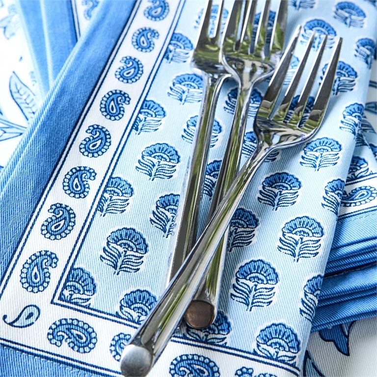 Blue Block Print Cloth Napkins