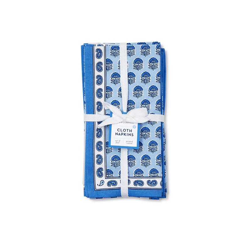 Blue Block Print Cloth Napkins