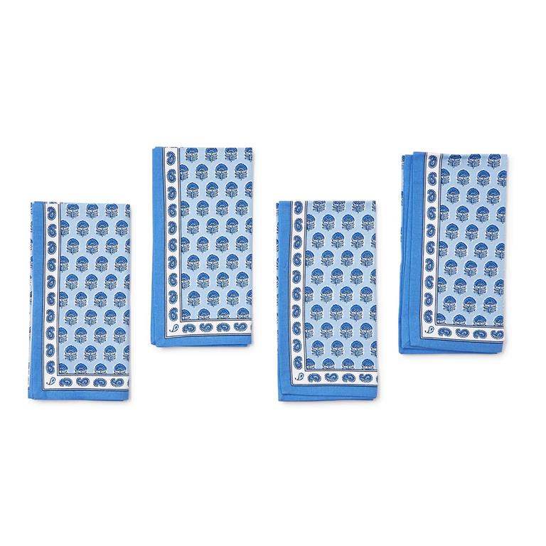 Blue Block Print Cloth Napkins