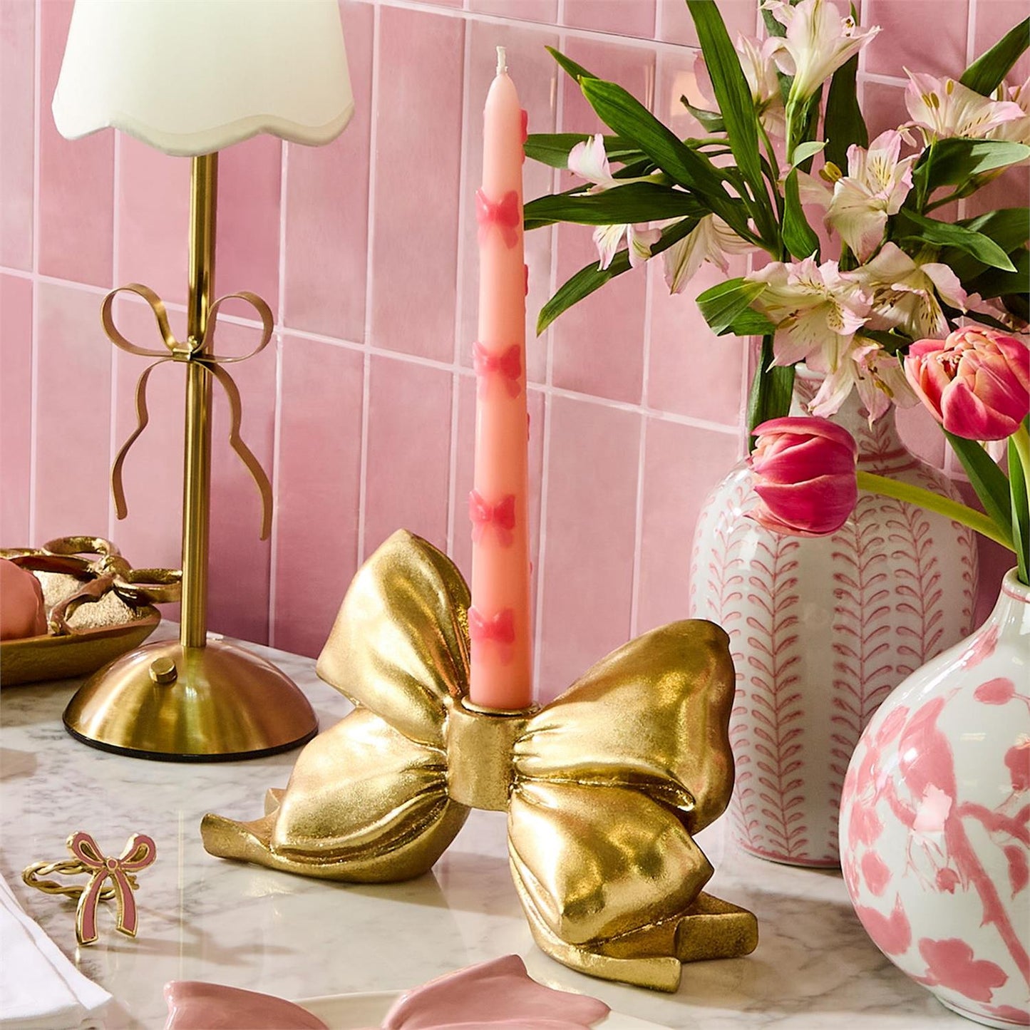 Gold Bow Candleholder