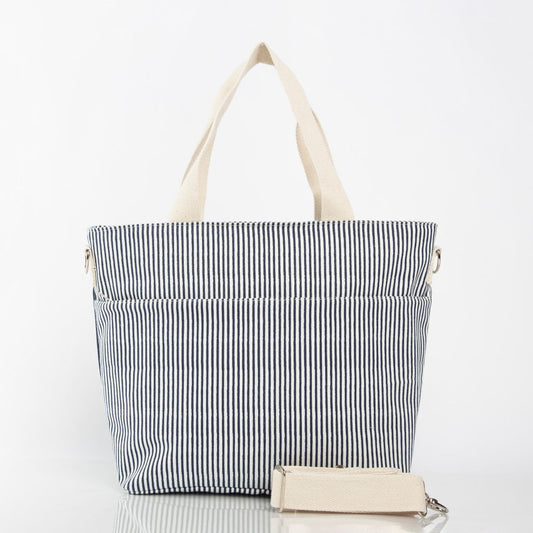 Stripes Cooler Tote, Navy