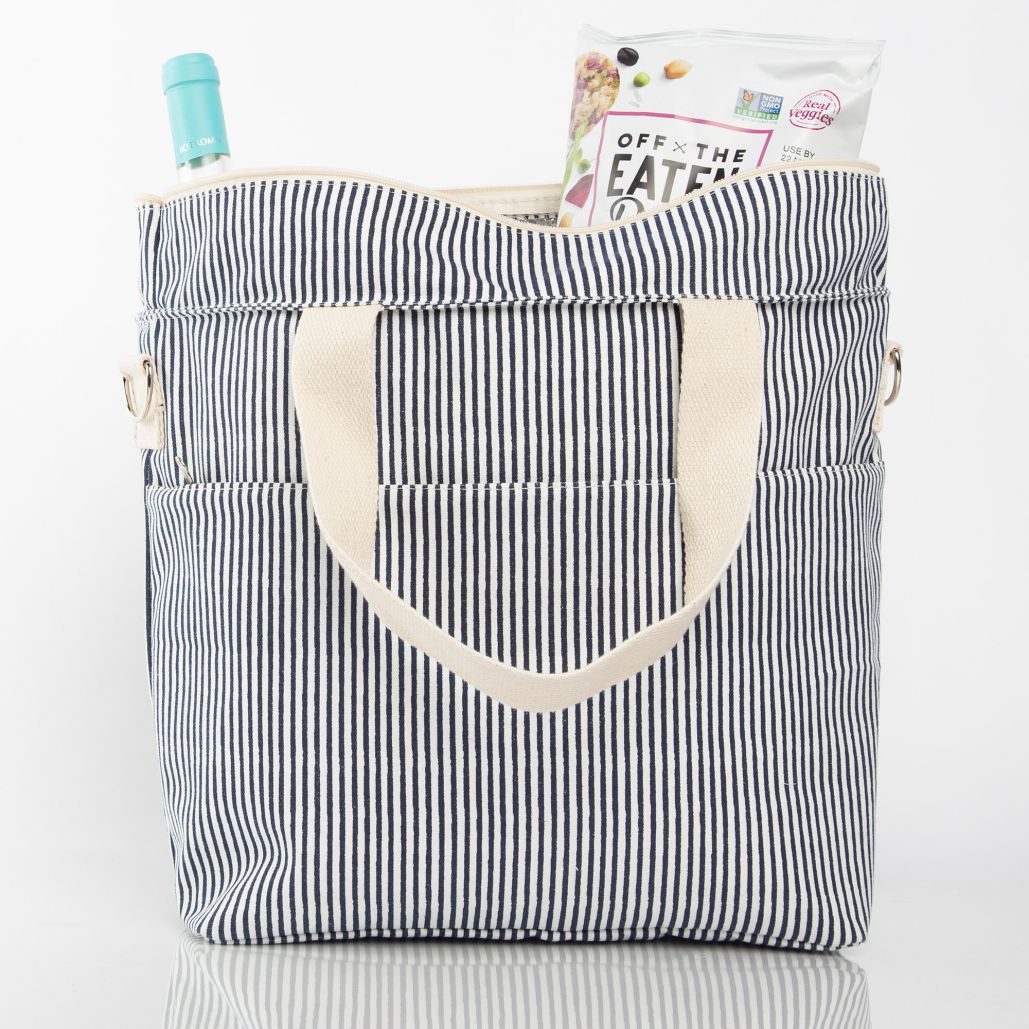 Stripes Cooler Tote, Navy