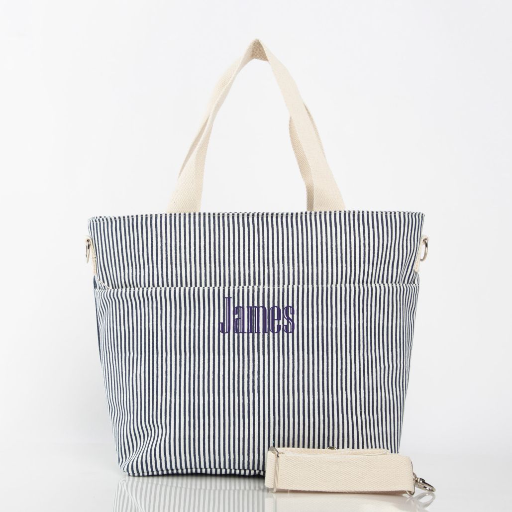 Stripes Cooler Tote, Navy