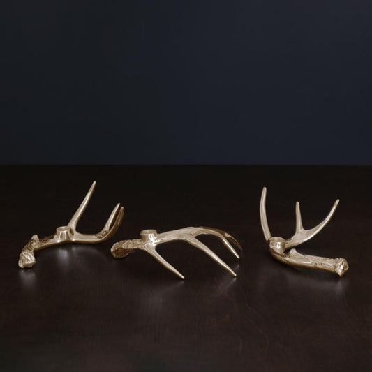 Antler Candlestick Gold Set of 3 (Gold)