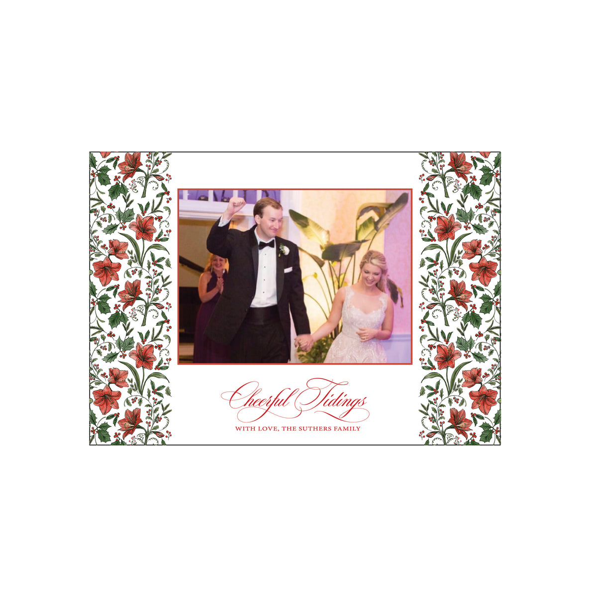 Amaryllis Red Horizontal Holiday Card