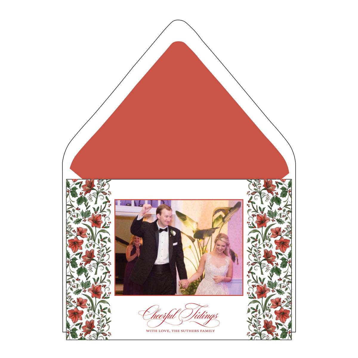 Amaryllis Red Horizontal Holiday Card