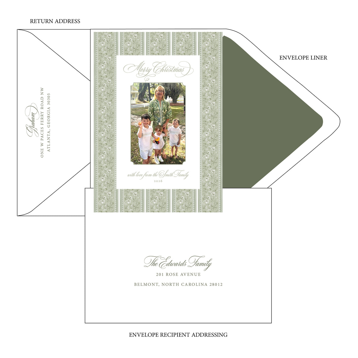 Amaryllis Stripe Holiday Card