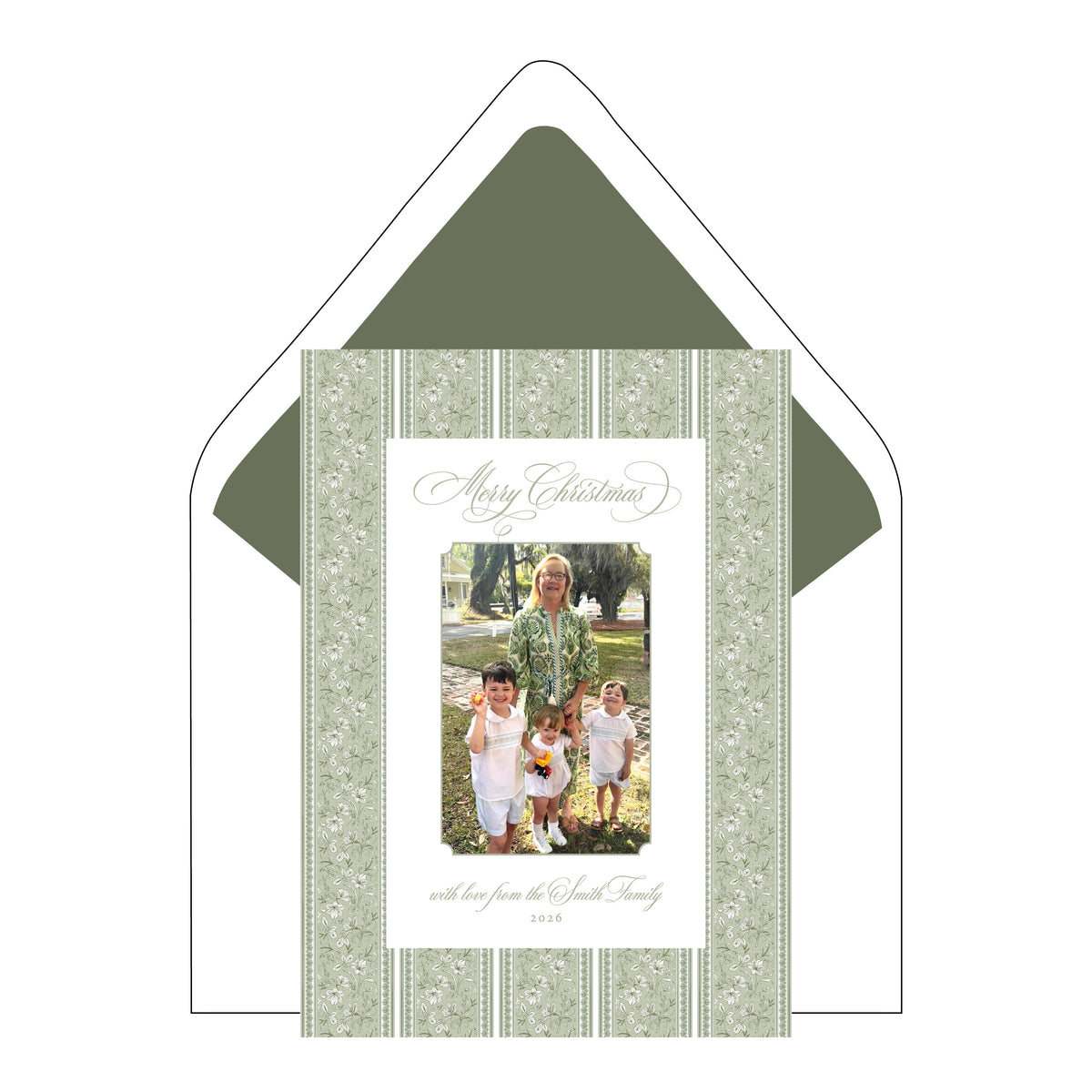 Amaryllis Stripe Holiday Card