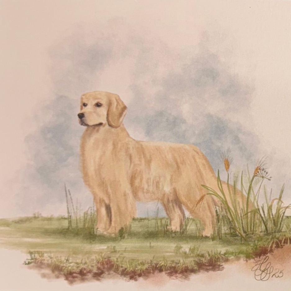 Golden Retriever “Petite Pup” Acrylic Art