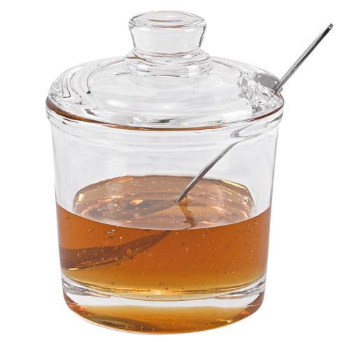 Glass Jam or Honey Jar with Stainless Spoon 4.25"
