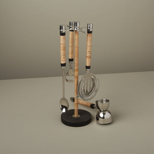 Arendal Rattan Bar Tool Set