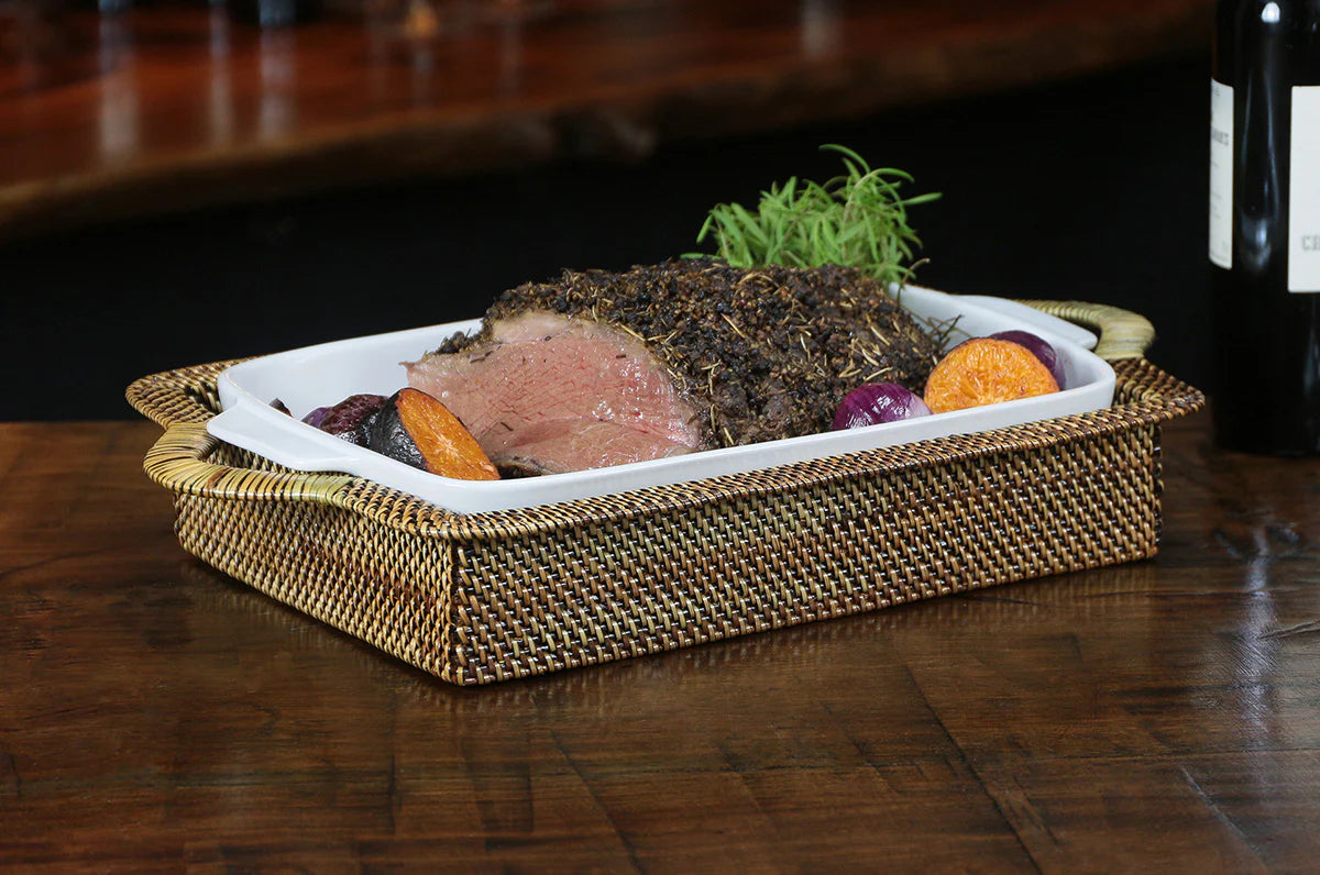Woven Rectangular Stoneware Baker