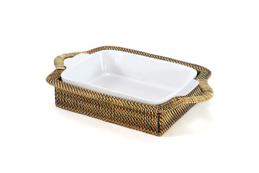 Woven Rectangular Stoneware Baker