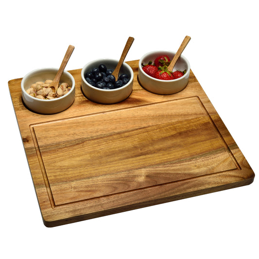 Acacia Three Bowl/Board Set
