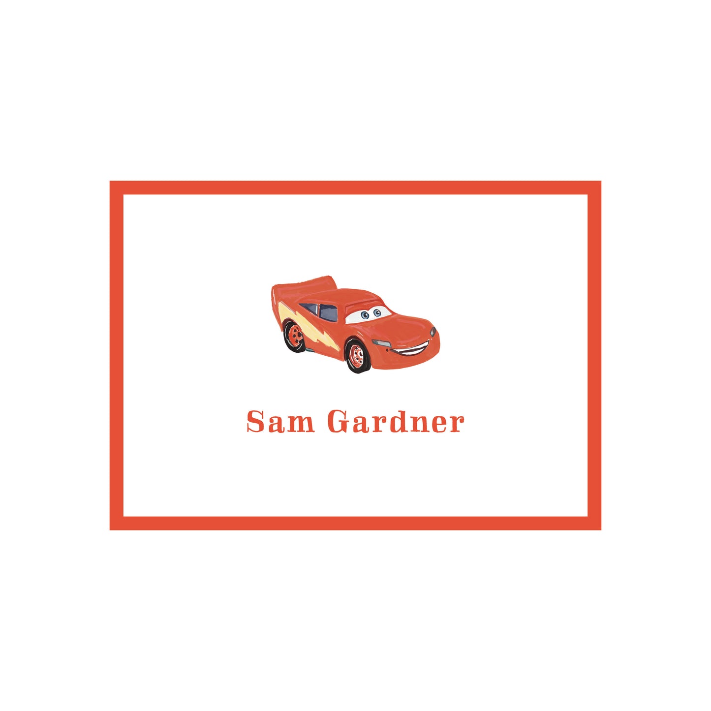red car lighning mcqueen card