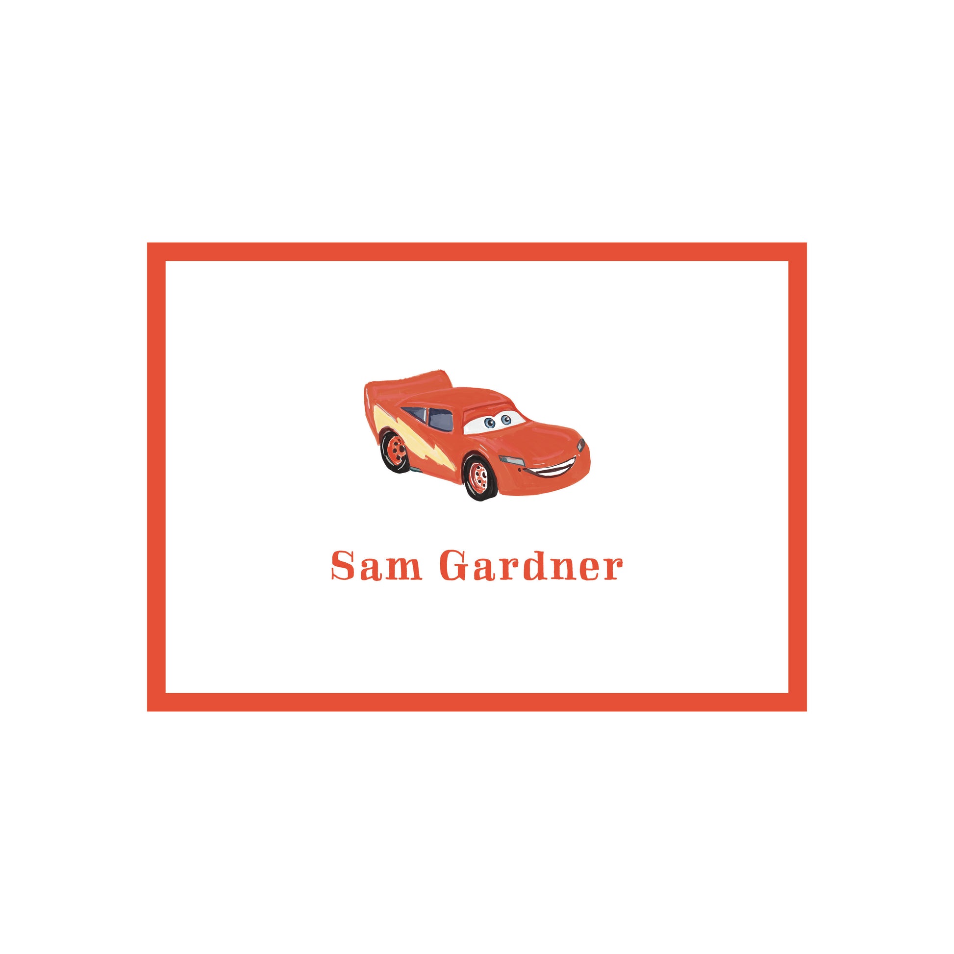 red car lighning mcqueen card