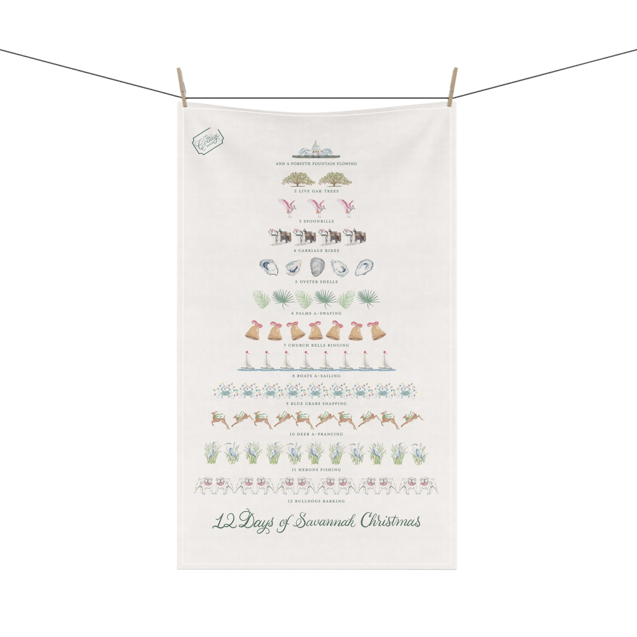 12 Days of Savannah Christmas Tea Towel - Thumbnail 4