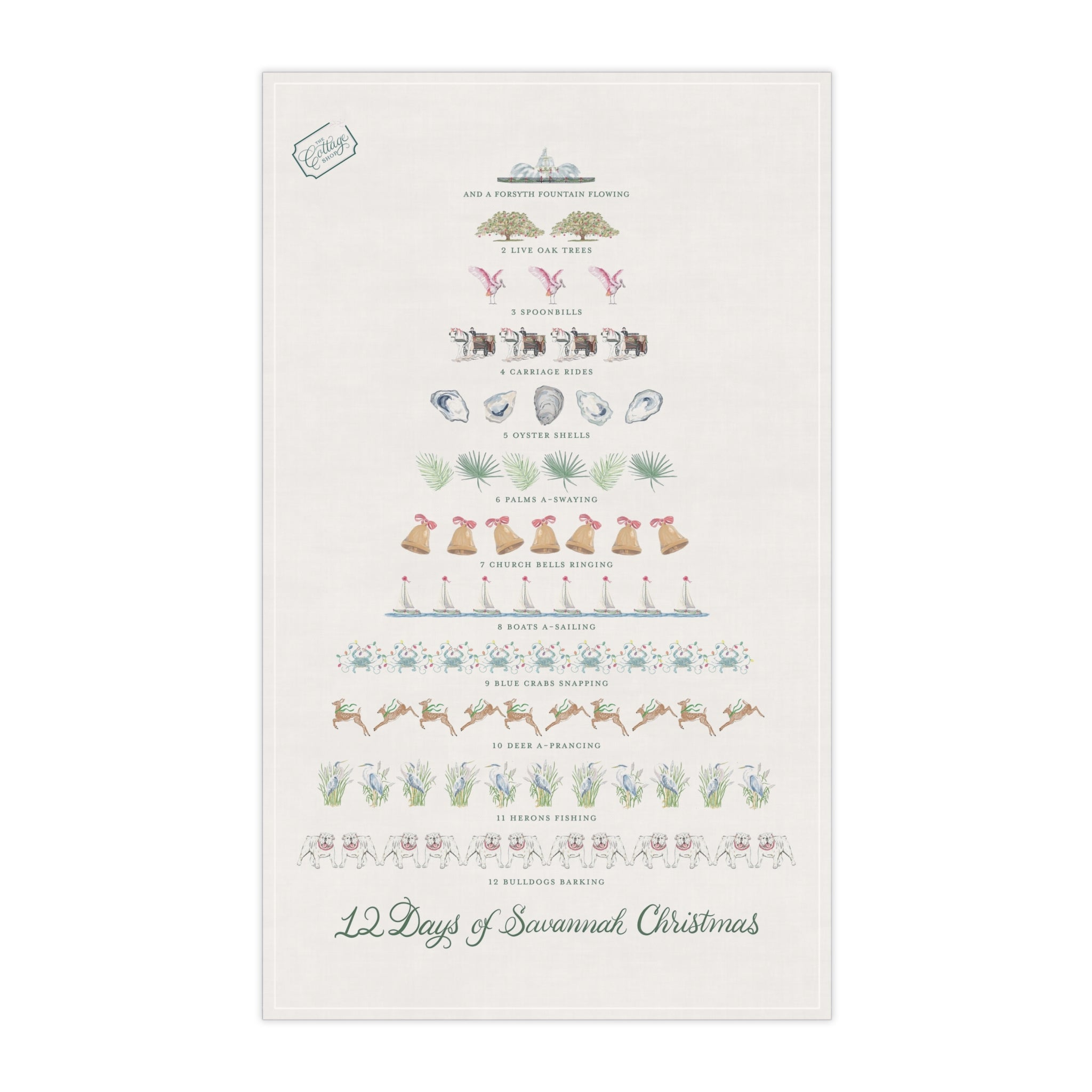 12 Days of Savannah Christmas Tea Towel - Thumbnail 2