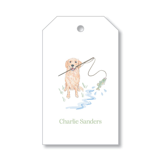 Gift Tag - Golden Fishing