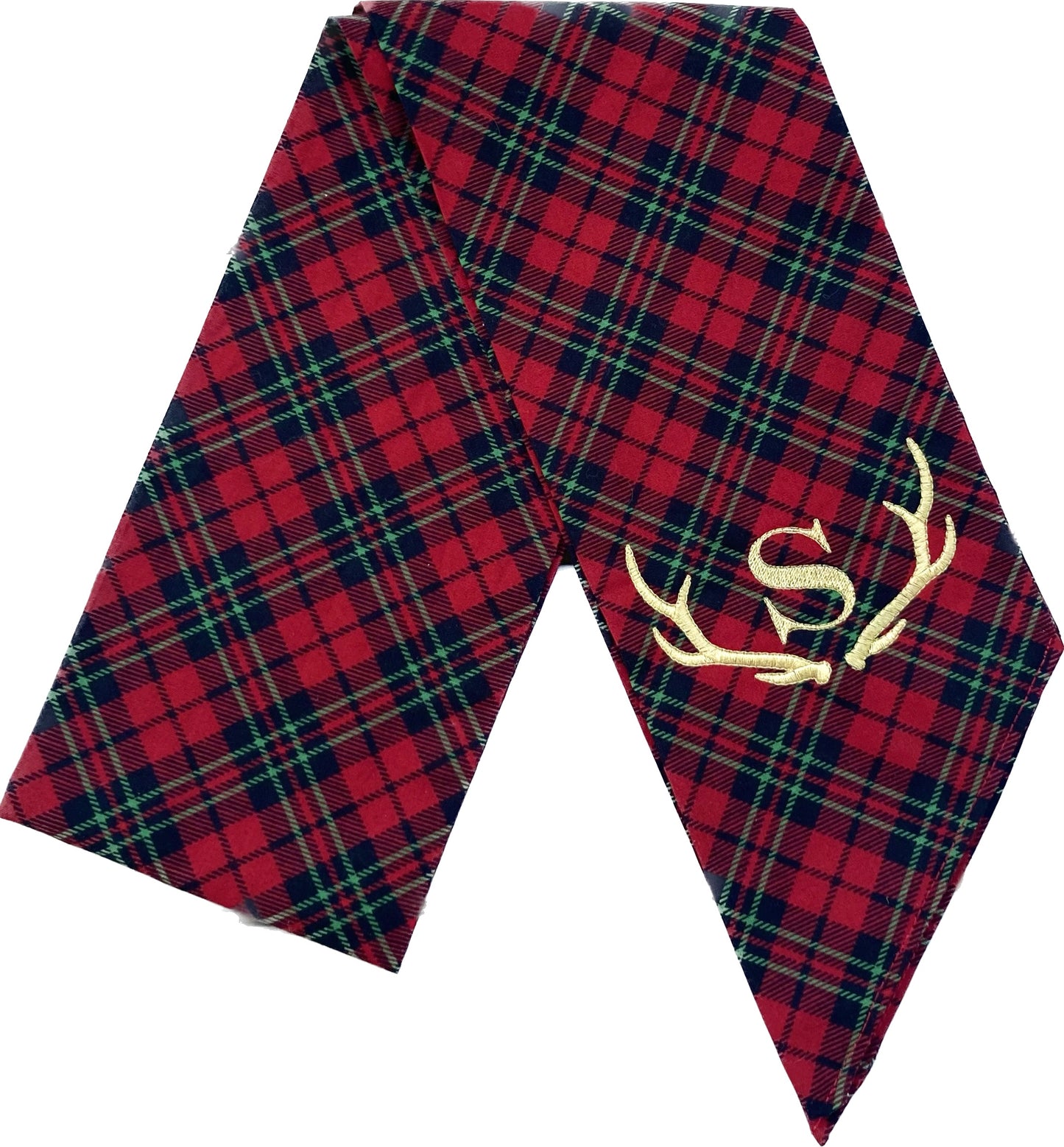 Red Plaid Antler Wreath Sash