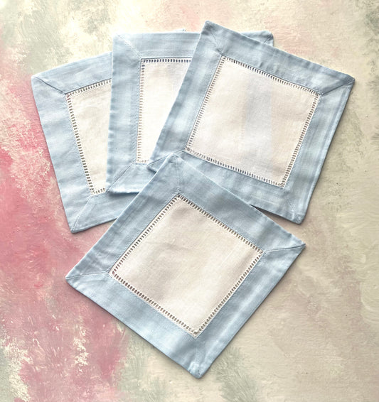 Colored Hemstitch Cocktail Napkins