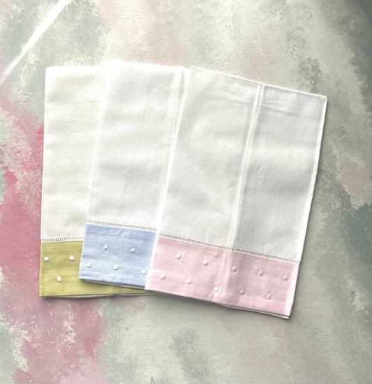 Colored Hemstitched Linen Tea Towel