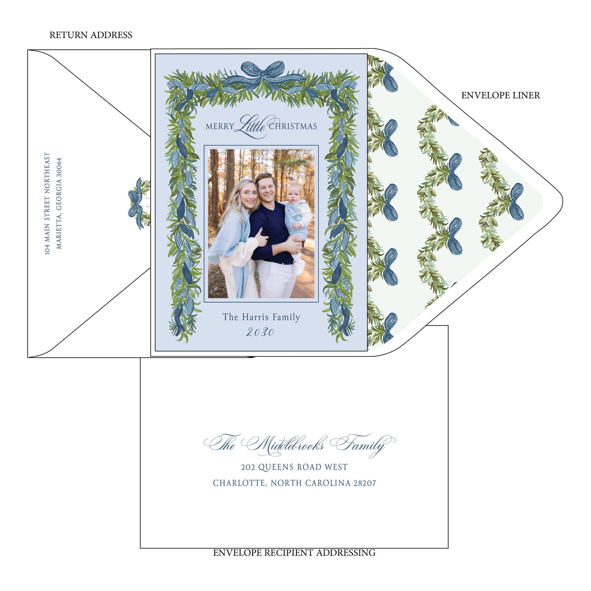 Little Blue Bow Holiday Card