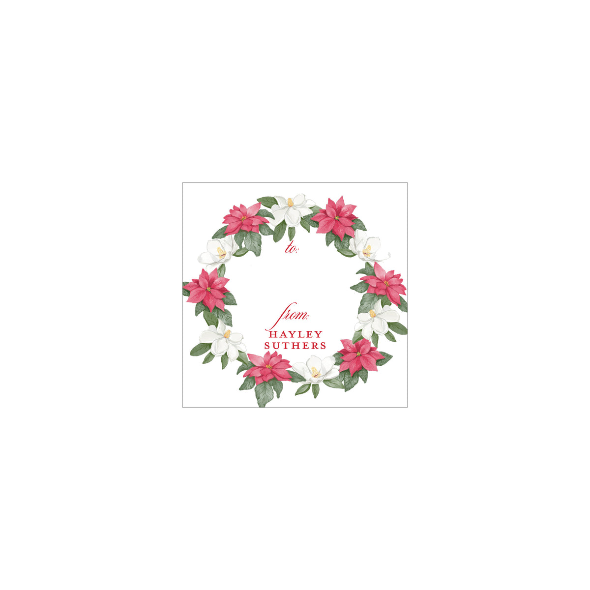 Magnolia Wreath Gift Label