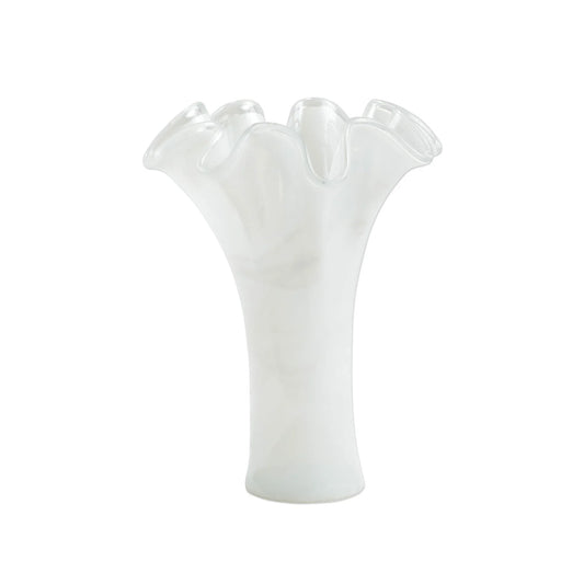 Onda Glass White Vase, Short