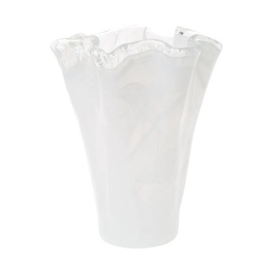 Onda Glass White Vase, Medium