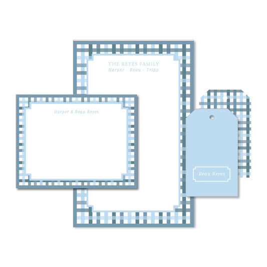 Plaid Stationery Set
