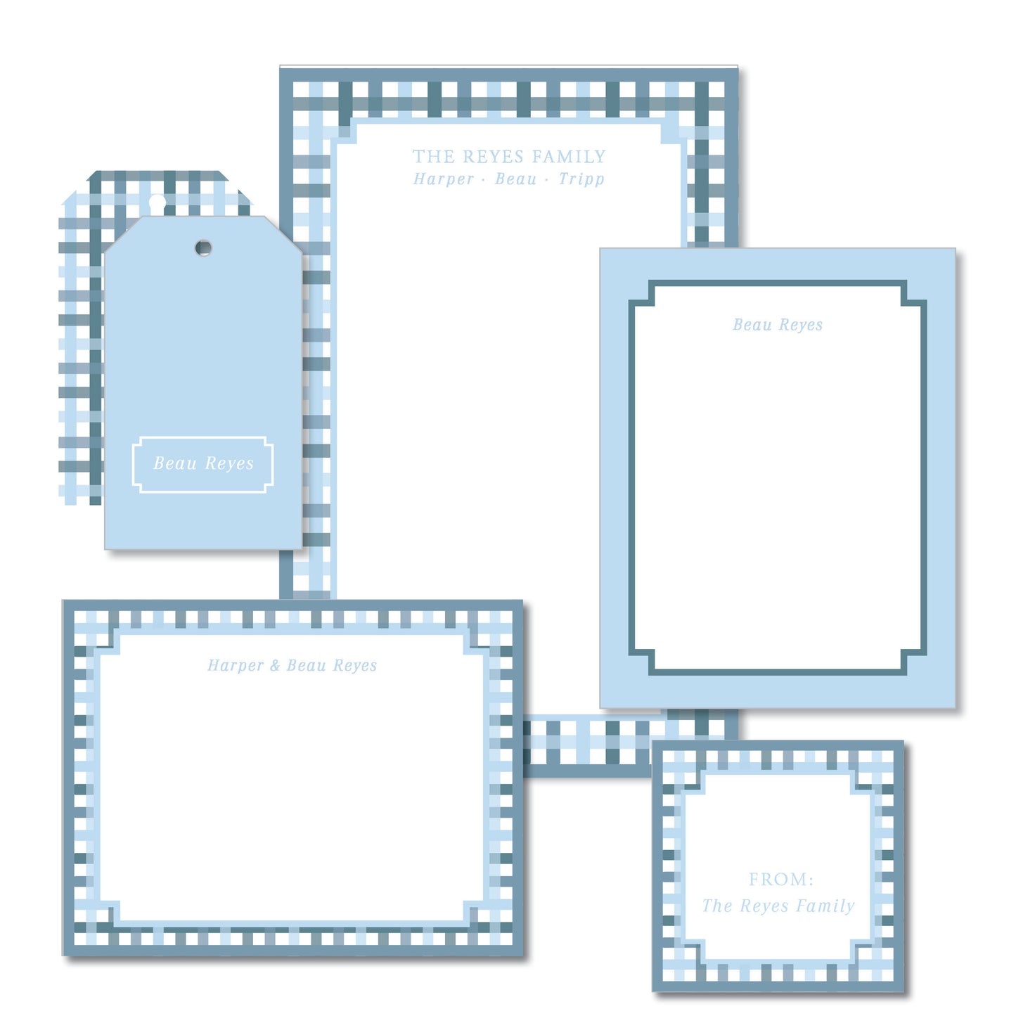 Plaid Stationery Set
