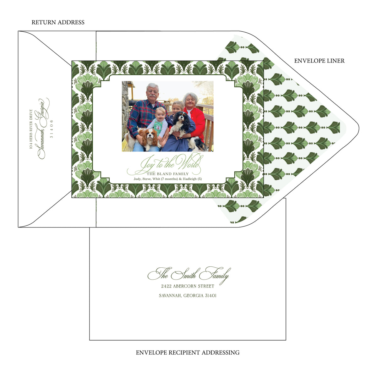 Palm Deco Horizontal Holiday Card