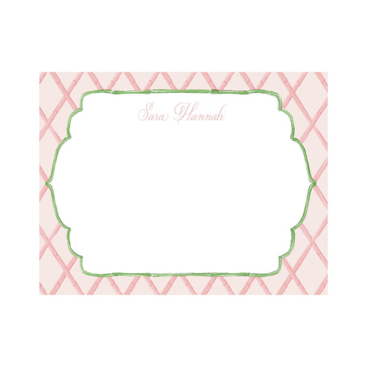 Pink and Green Bamboo Notecard