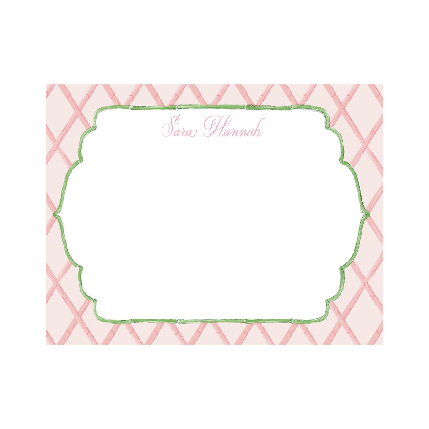 Pink and Green Bamboo Notecard